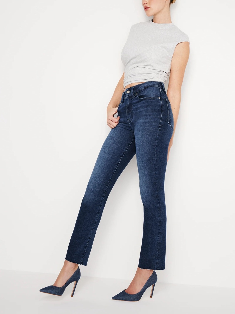 Good American Always Fits Good Classic Slim Straight Jeans 6-12 Indigo446